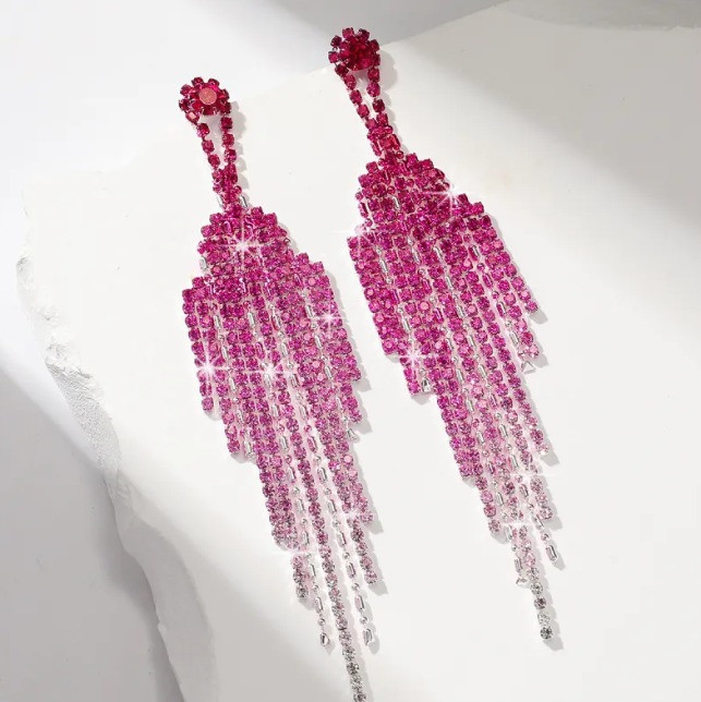 Full Rhinestone Tassel High-grade Affordable Luxury Style Unique Design Earrings